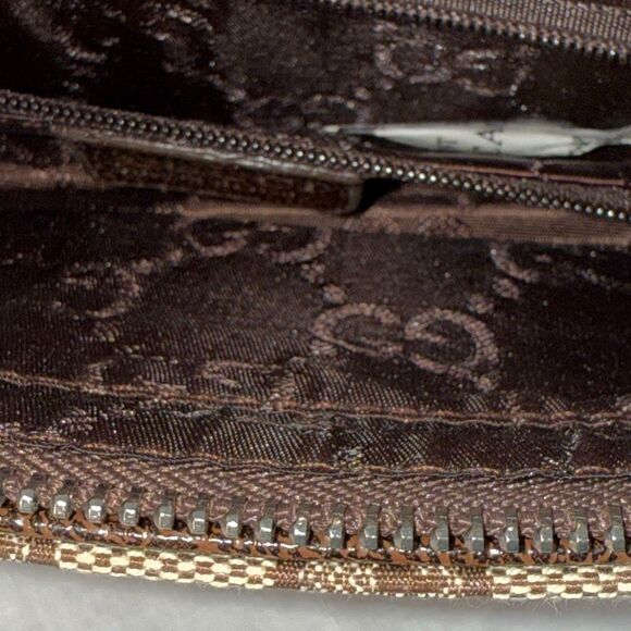 Vintage Gucci GG Monogram Canvas Bow Clutch Bag Brown Tan Y2K 90s Logo Designer - Picture 7 of 15